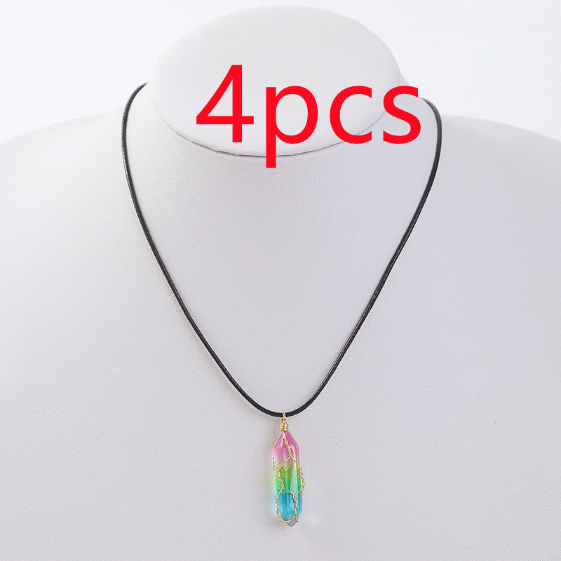 Geometric Crystal Necklace - Transparent Diamond-Cut Pendant for Women