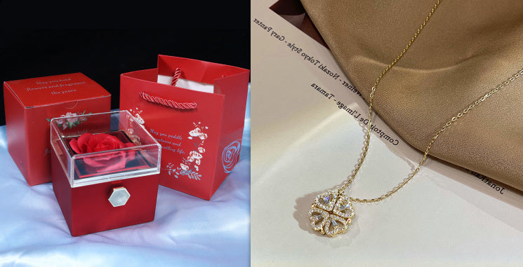 Magnetic Four Leaf Clover Necklace - Transforming Heart Pendant Jewelry