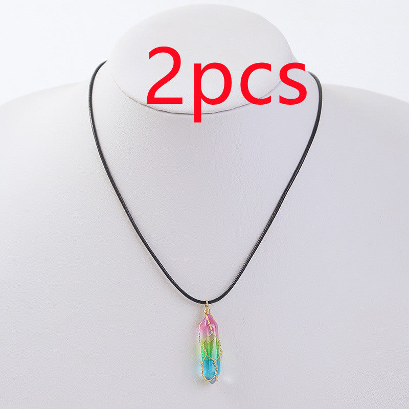 Geometric Crystal Necklace - Transparent Diamond-Cut Pendant for Women