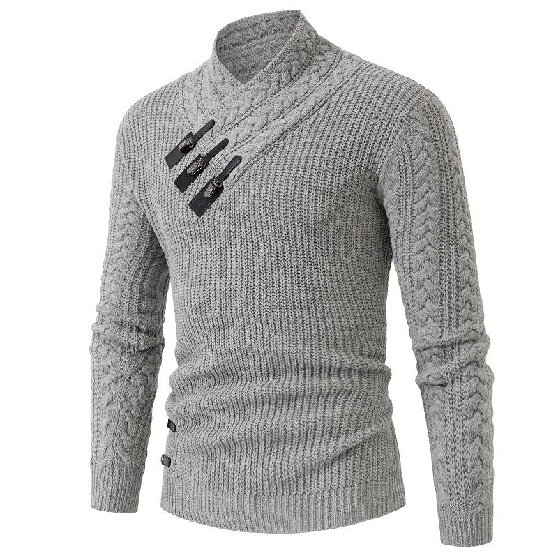 Men's Long-sleeved Knitted Sweater - Plus Size