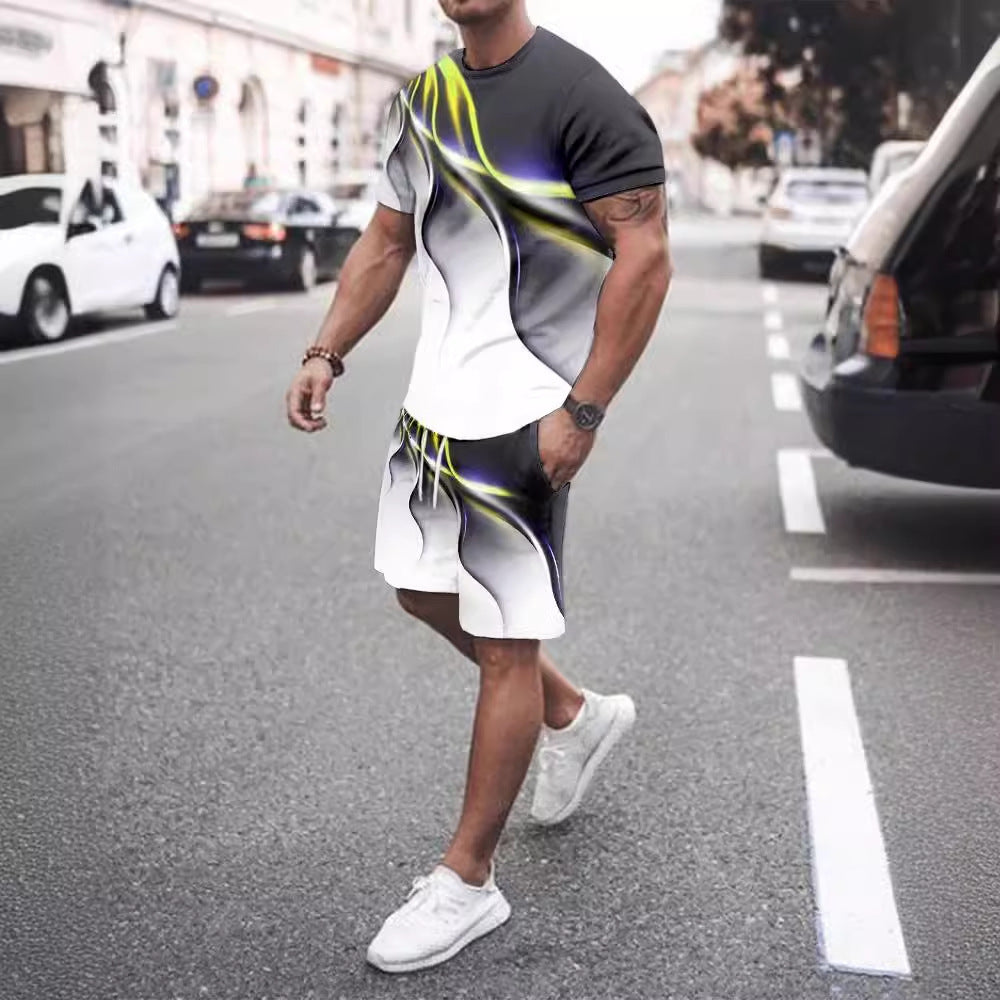 Men's Casual Printed Sportswear Two-Piece Set
