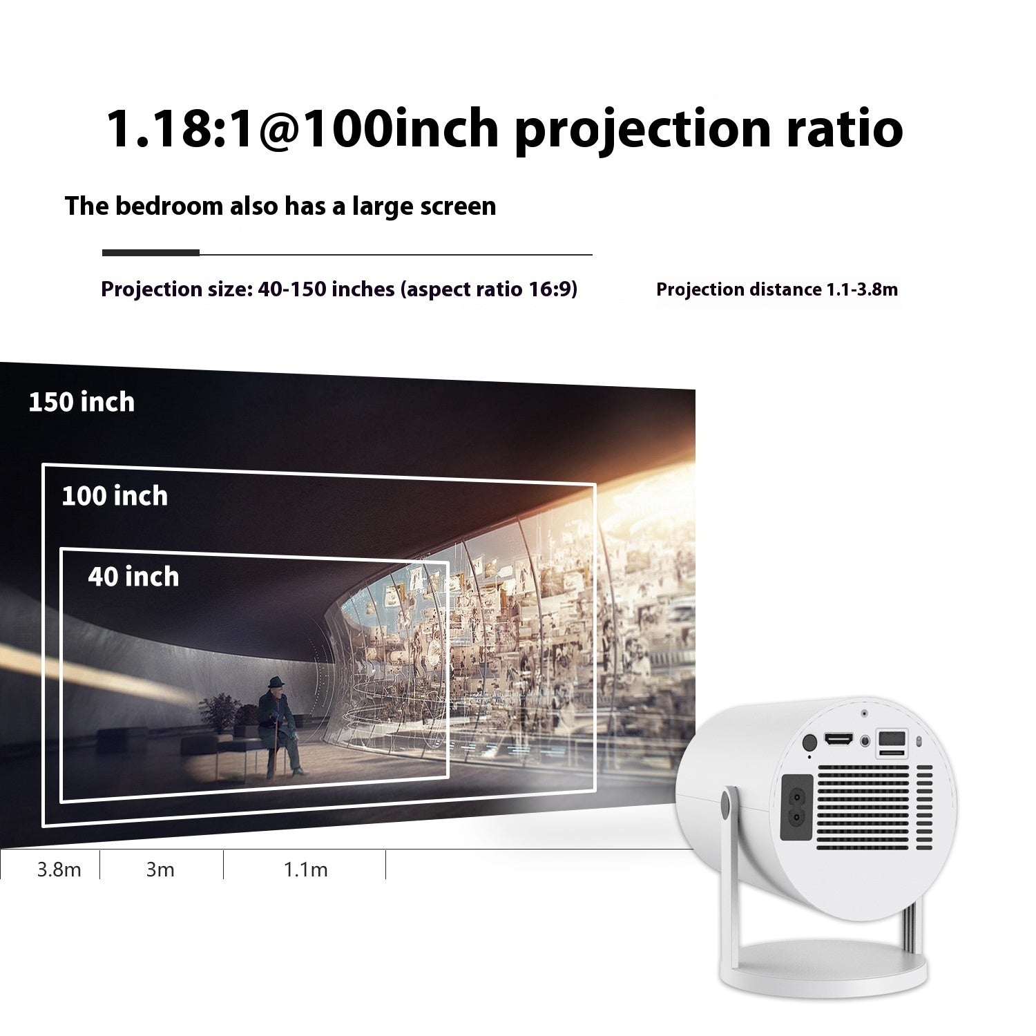 Portable Home Projector with WiFi and 4K Support