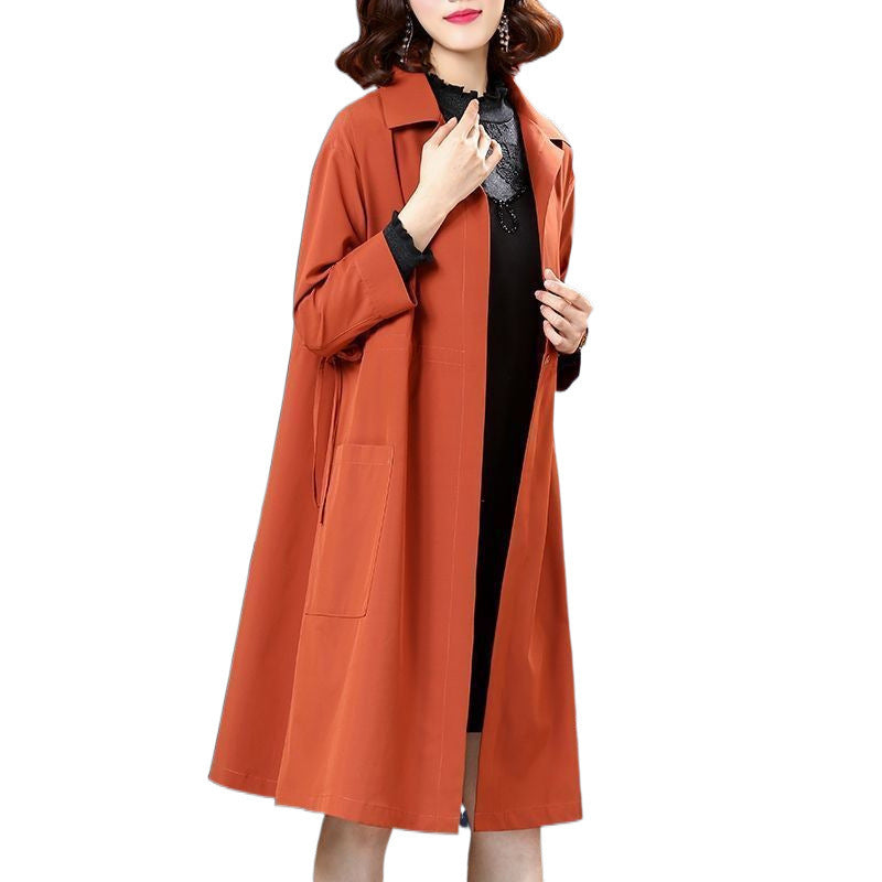 Temperament Western Style Mid-length Plus Size Loose Trench Coat Women
