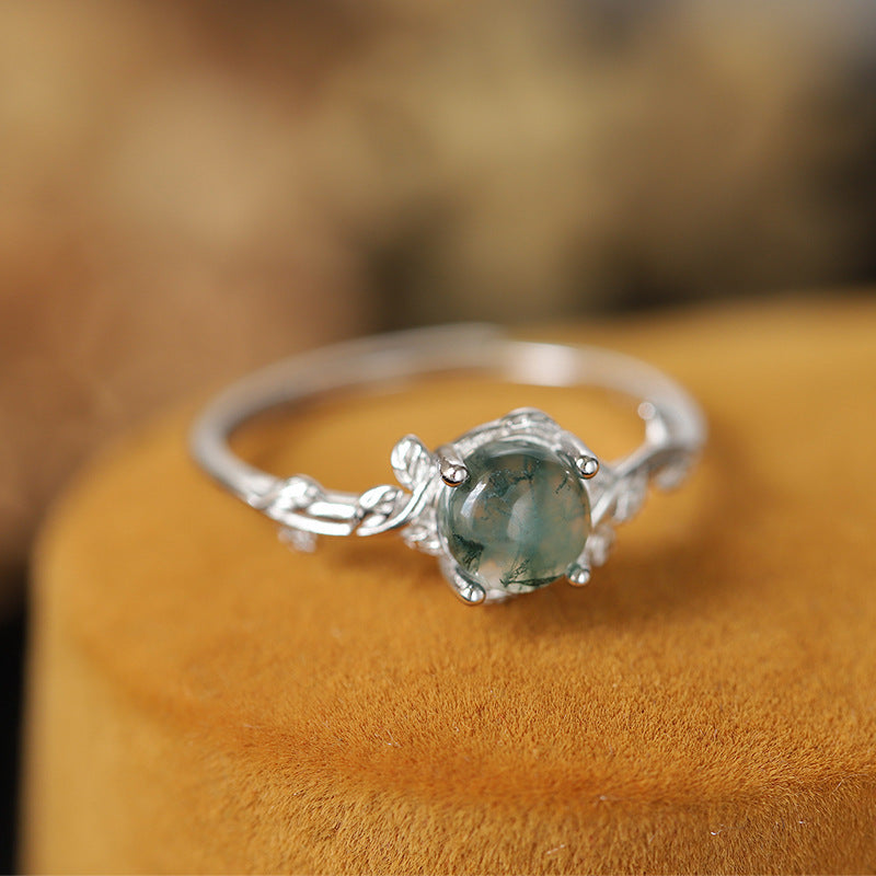 Green Moss Agate Ring | Agate Stone Ring | iukstore