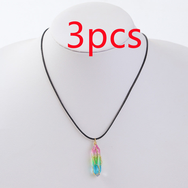 Geometric Crystal Necklace - Transparent Diamond-Cut Pendant for Women