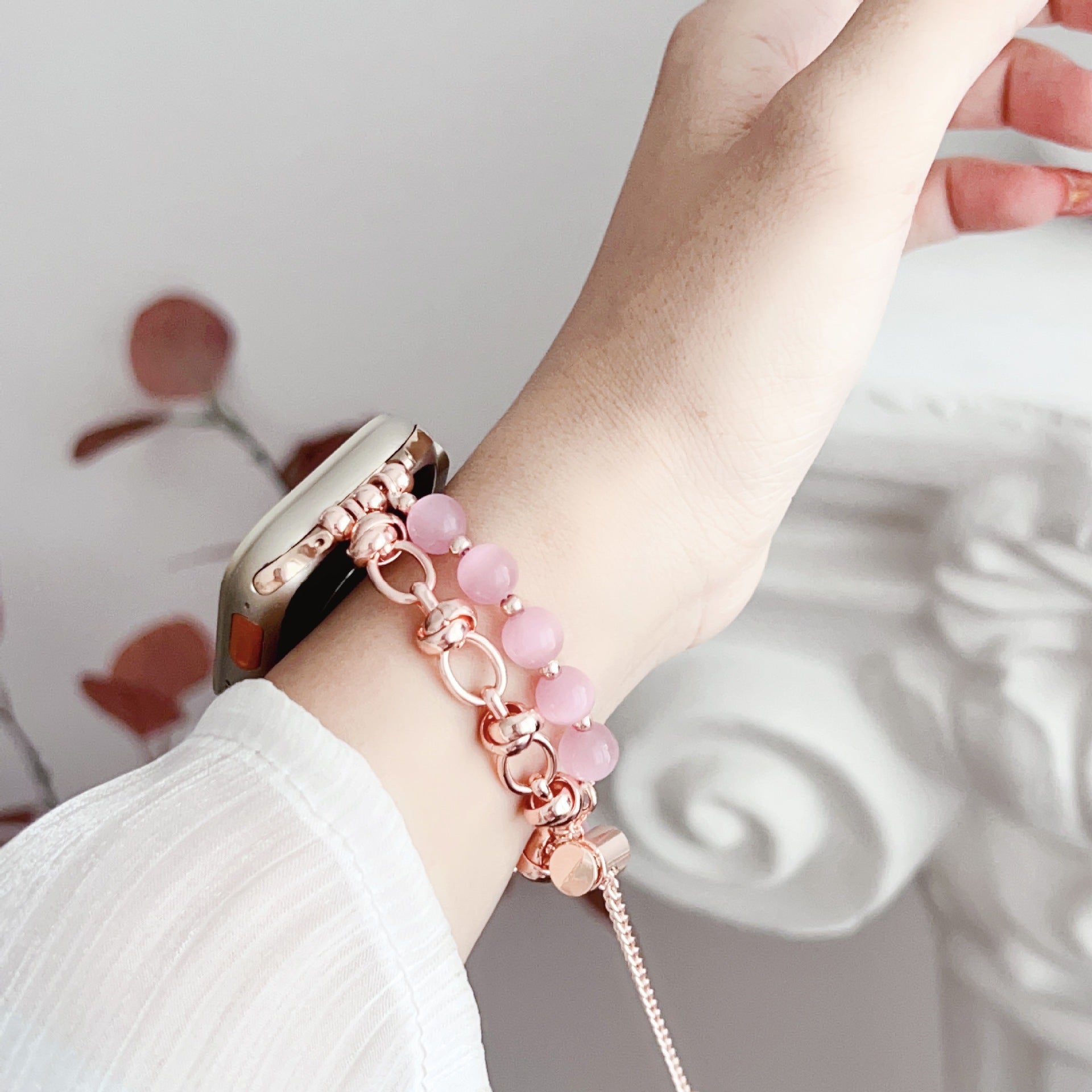 Stylish Watch Wristband Buckle Bead Ornament Strap