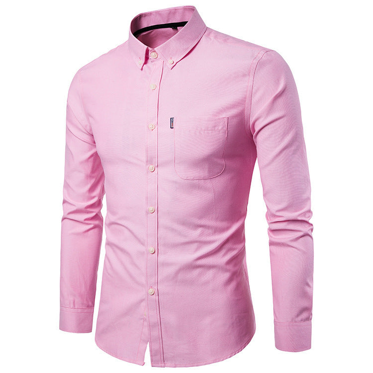 Korean Men's Dress Shirt - Slim Long Sleeve